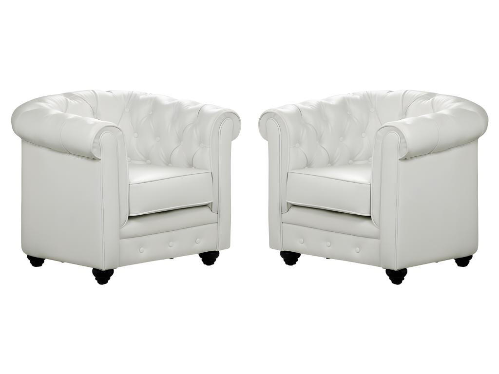 SESSEL 2er-Set - Kunstleder - Weiß - CHESTERFIELD - Weiß, Leder (78/72/82cm) - Vente-Unique