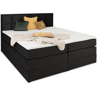 BOXSPRINGBETT Montreal schwarz 180/200 cm H2/H3 Samt - Schwarz, Textil (180/200cm) - wonello