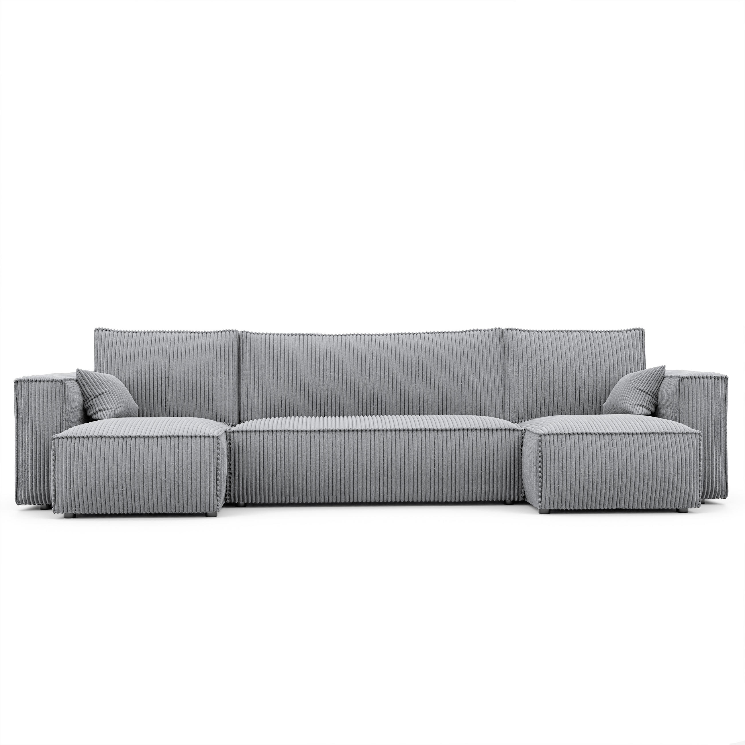 ECKSOFA mit Schlaffunktion und Bettkasten, Hellgrau - Hellgrau/Grau, Holzwerkstoff/Textil (312/145cm) - Idohome