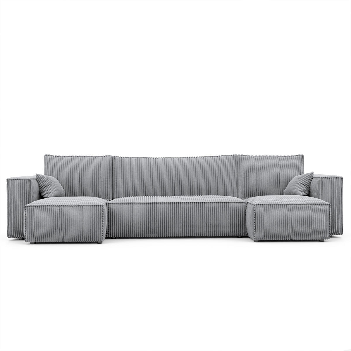 ECKSOFA mit Schlaffunktion und Bettkasten, Hellgrau - Hellgrau/Grau, Holzwerkstoff/Textil (312/145cm) - Idohome