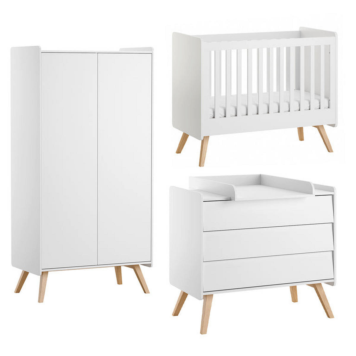 SOBA ZA BEBE 3-dijelniVintage Bijeli - bijela, drvni materijal (125/103/65cm) - Petits-meubles