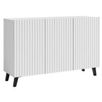 KOMMODE Phuket Weiß, gerillt 120 / 39 / 76 cm - Schwarz/Weiß, Holz/Holzwerkstoff (120/76/39cm) - Feldmann-Wohnen