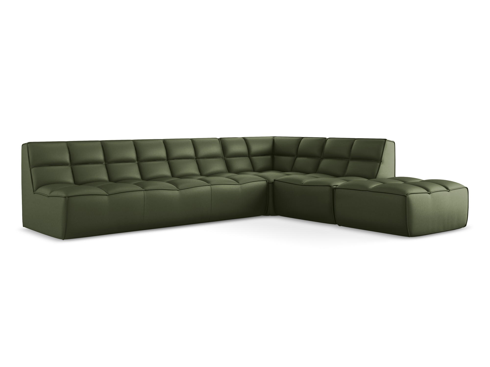 ECKSOFA Beidseitig Kunstleder Grün - Schwarz/Grün, Leder/Kunststoff (308/258cm) - Makamii