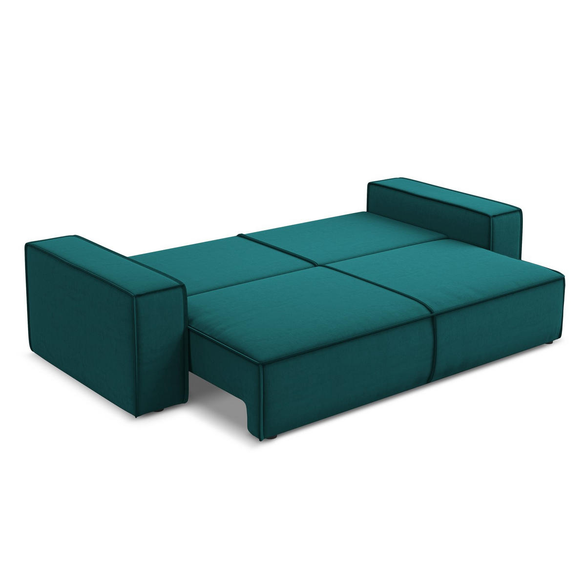 3-SITZER SOFA mit Schlaffunktion Samt Stoff Blau - Blau/Petrol, Kunststoff/Textil (255/85/105cm) - LaMiaSofa