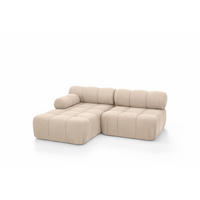 ECKSOFA L-Form Mini II Modular, Veloursstoff Salvador, Beige, Links, Selia - Beige, Holz (190/160cm) - Kaiser Möbel