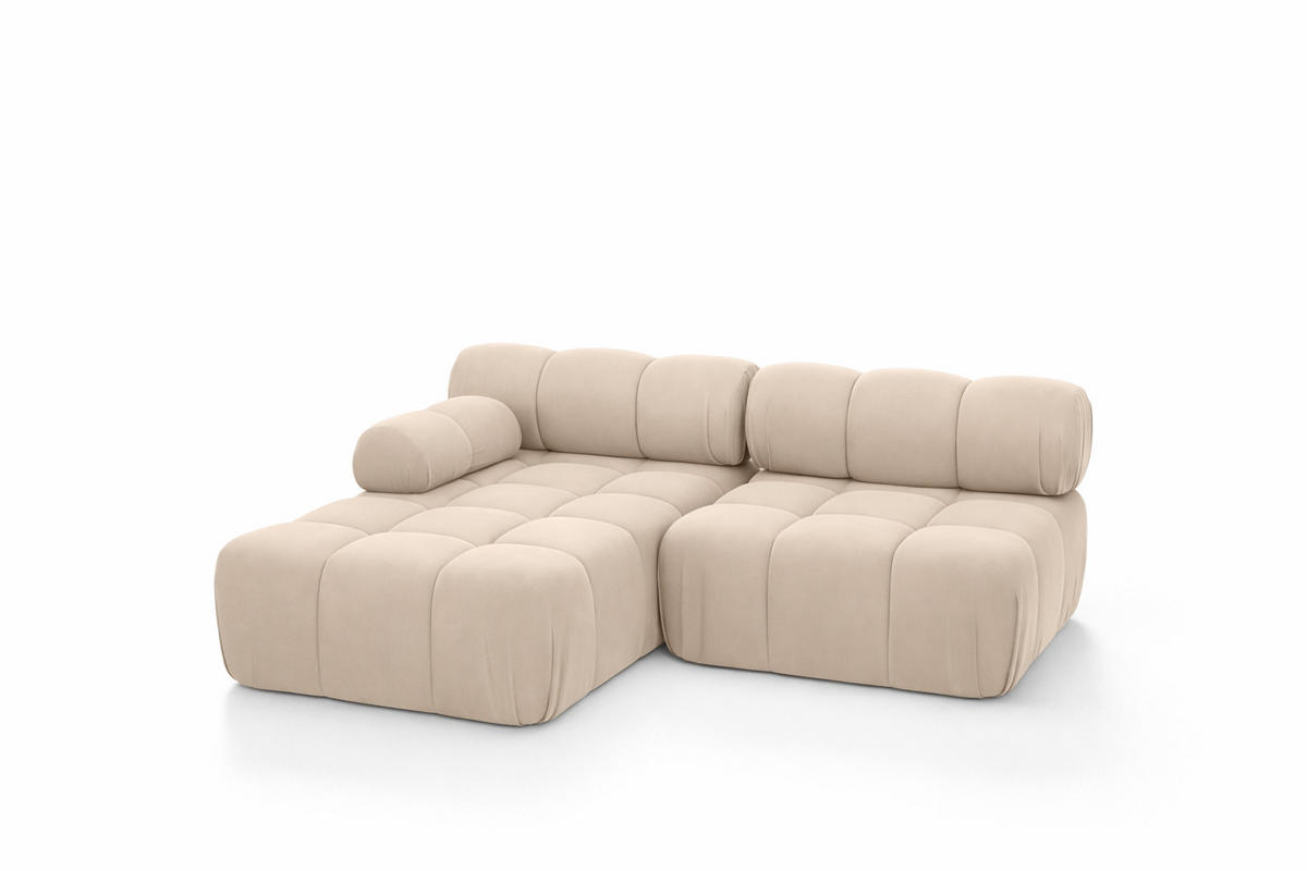ECKSOFA L-Form Mini II Modular, Veloursstoff Salvador, Beige, Links, Selia - Beige, Holz (190/160cm) - Kaiser Möbel