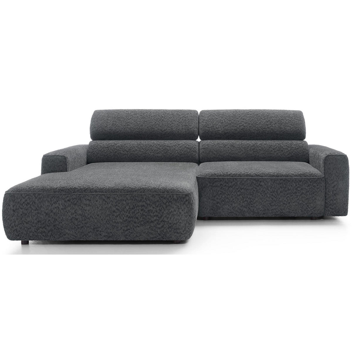 ROHOVÁ pohovka Fando s elektricky výsuvným sedákem, tmavě šedý ženil, levá - černá/tmavě šedá, textil/plast (252/182cm) - Selsey