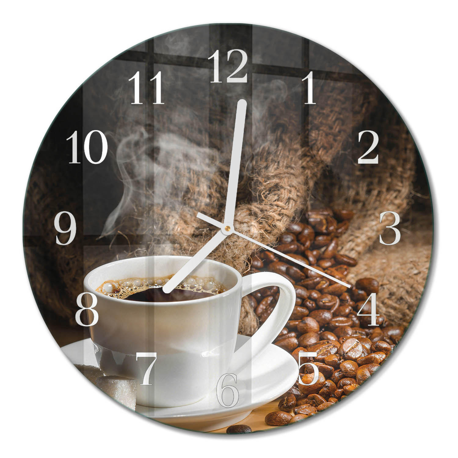 WANDUHR fi30 cm - Kaffee - Braun, Glas (30/30/0.4cm) - TULUP