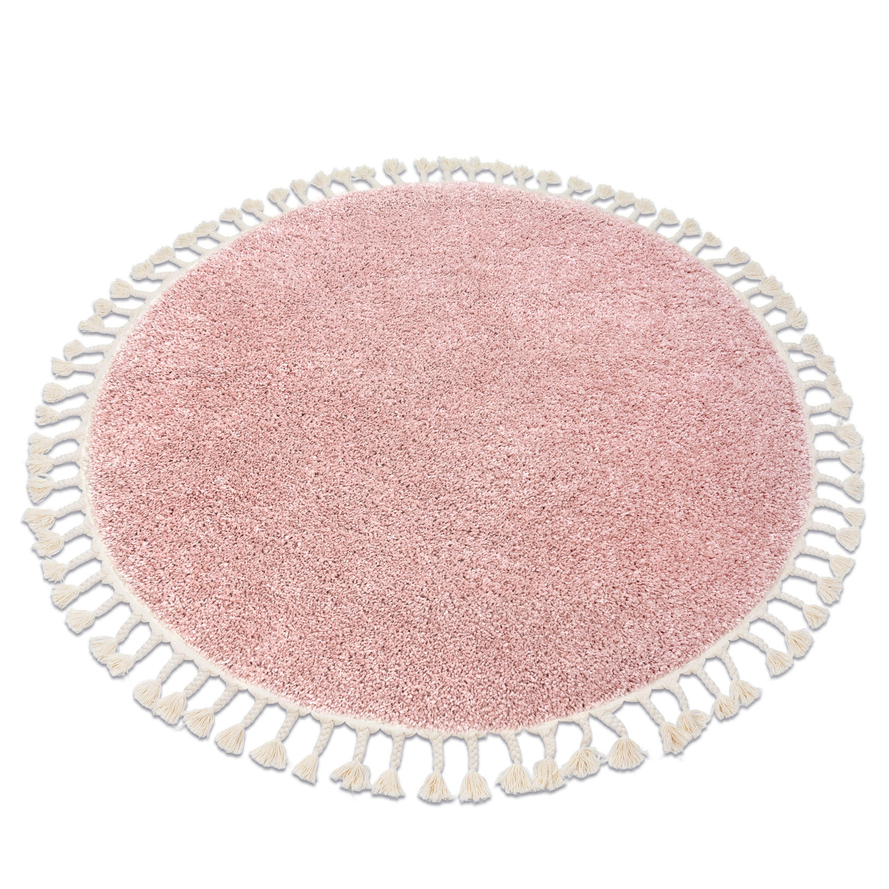 rugsX KULATÝ koberec BERBER 9000, růžový - střapce, Berber, Maroko, Shaggy 160 cm
