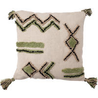 BAUMWOLLKISSEN mit Fransen 45/45/4 cm - Grün, Naturmaterialen (45/45cm) - Home Styling Collection
