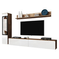 WOHNWAND Vera I mit weißer LED Beleuchtung - Silberfarben/Multicolor, Holzwerkstoff/Kunststoff (33/30/180cm) - MIRJAN24