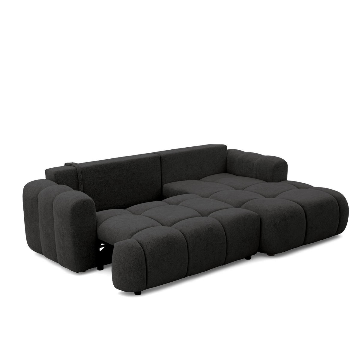 ECKSOFA CALM L Rechts mit Schlaffunktion 140x215 Webstoff schwarz - Schwarz, Holz/Kunststoff (151/261cm) - Muffo