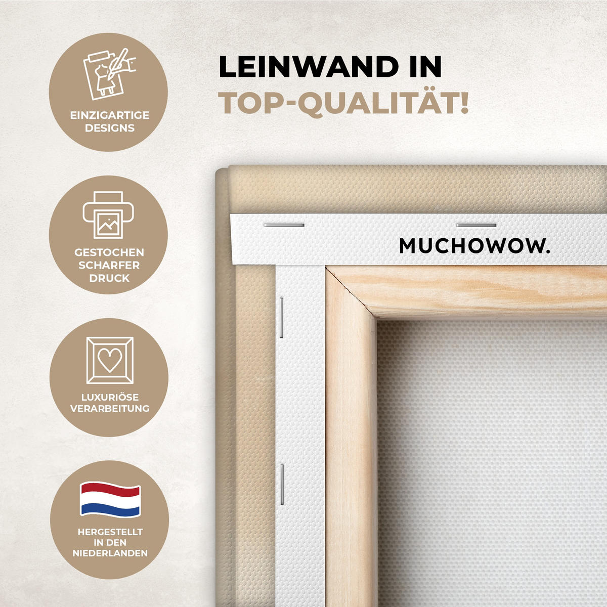 LEINWANDBILD 2er Set Landschaft - Japandi - Beige - Vögel 120x90 cm - Beige, Textil (120/90cm) - MuchoWow