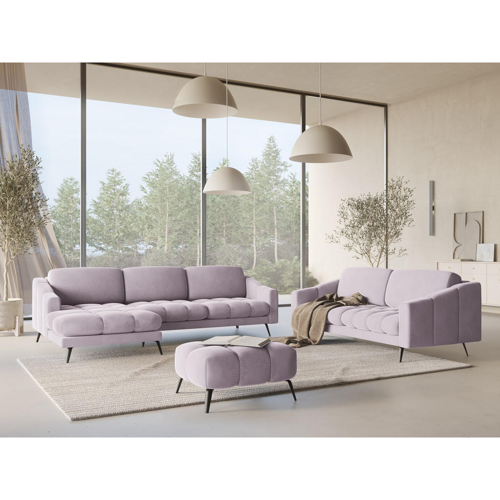 Thumbnail - Makamii Ecksofa, Flieder, Textil, 3-Sitzer, Füllung: Schaumstoff, L-Form, Ottomane links, 264x160 cm, Made in EU, Wohnzi...