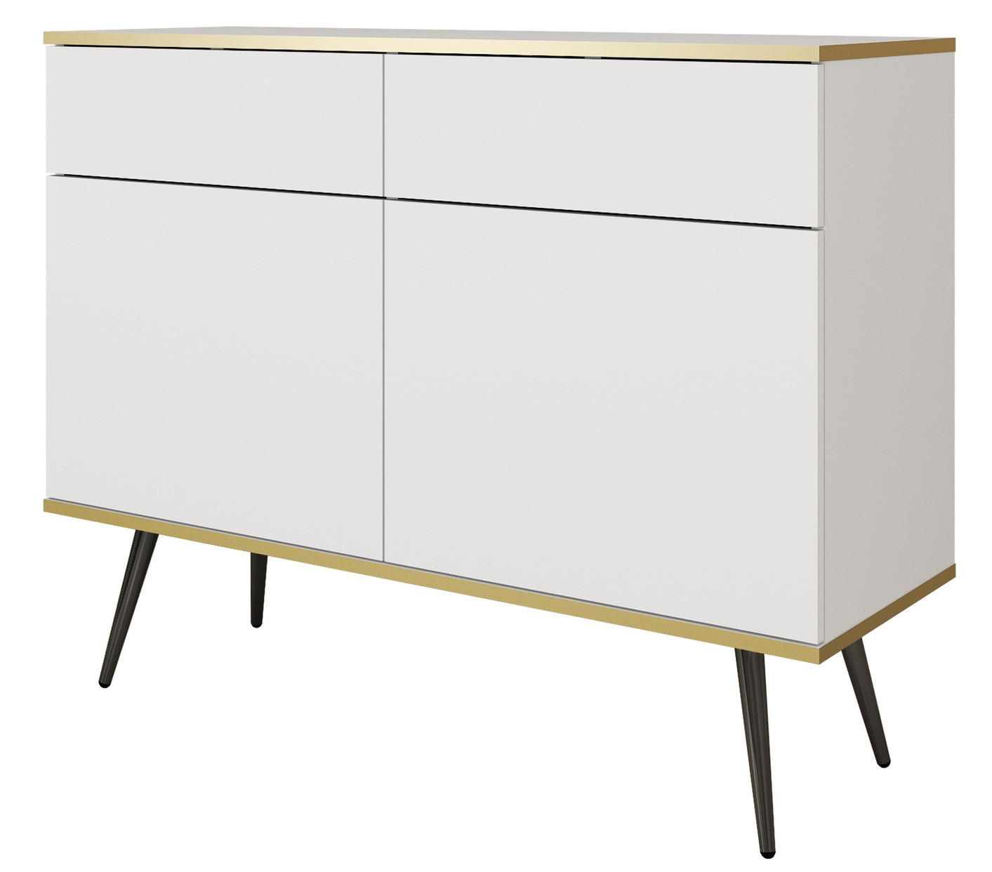 KOMMODE mit Schubladen Rodi - 2 Türen, Weiß + Schwarz - Schwarz/Weiß, Holz/Metall (107/85/39cm) - Emporius