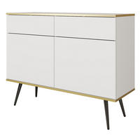 KOMMODE mit Schubladen Rodi - 2 Türen, Weiß + Schwarz - Schwarz/Weiß, Holz/Metall (107/85/39cm) - Emporius