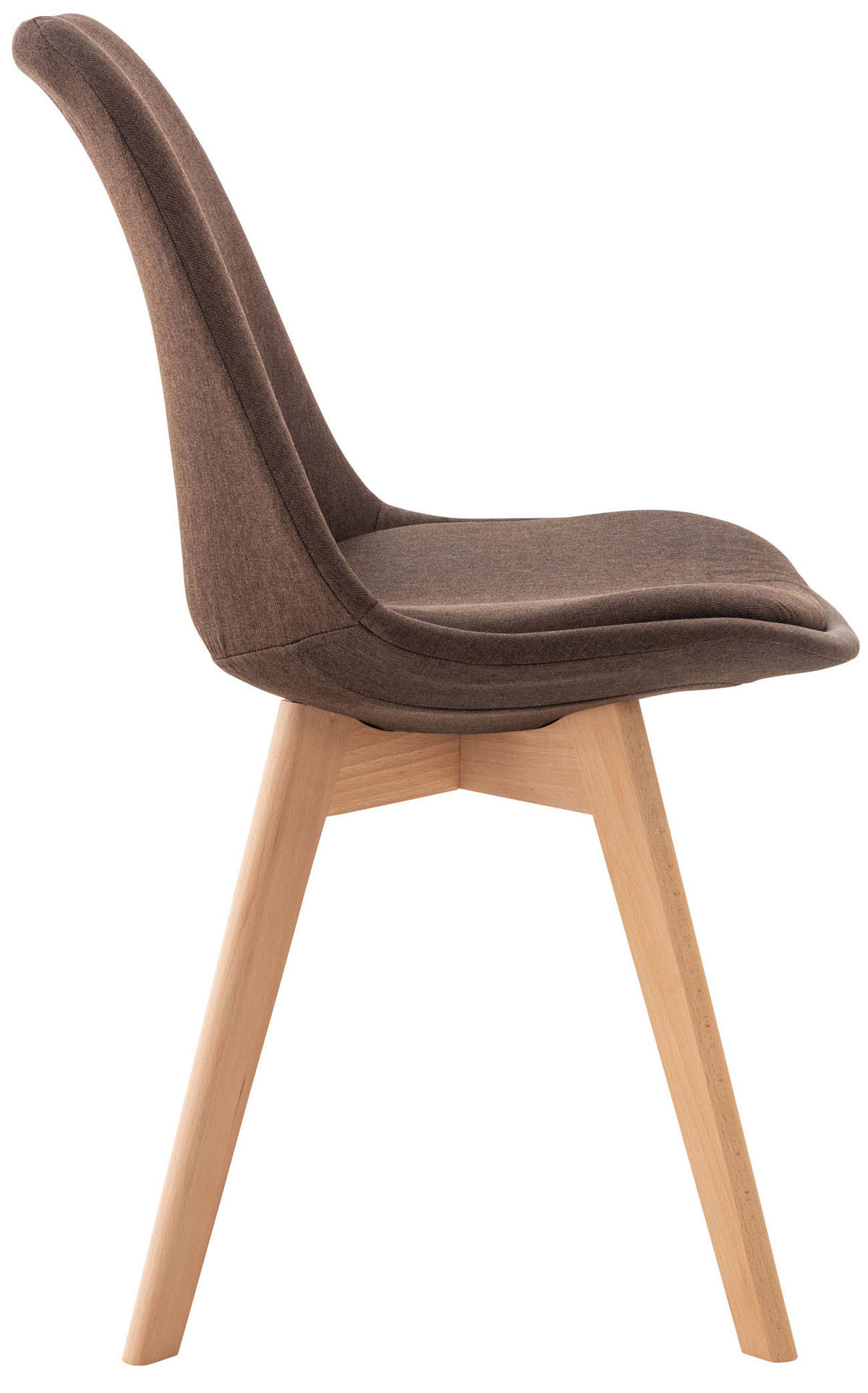 STUHL 4er Set Stoff braun - Eukalyptusholzfarben/Braun, Holz/Textil (49/83/50cm) - CLP