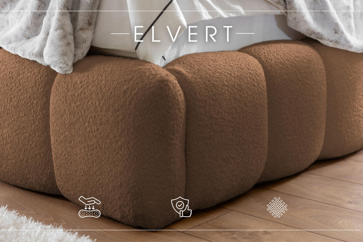 POLSTERBETT aus Polyester Elvert 180x200 cm, Dunkelbraun - Dunkelbraun, Textil (180/200cm) - Meblito