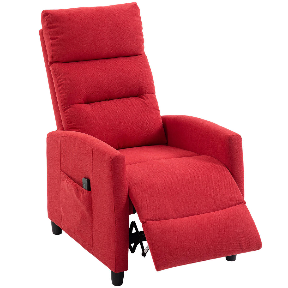 MASSAGESESSEL,MANUELL 160° Chenille Fußstütze Fernbedienung Taschen,weinrot - Rot, Textil (66/108/91cm) - Vallsero