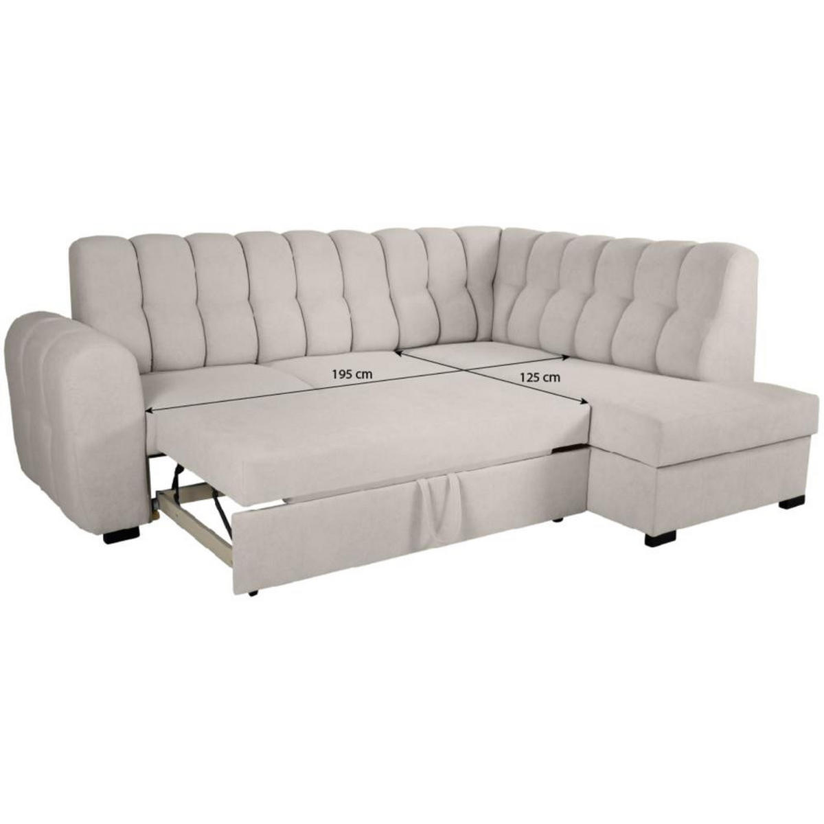 ECKSCHLAFSOFA Zoja rechts hellblau - Schwarz/Hellblau, Textil (261/193cm) - Beautysofa