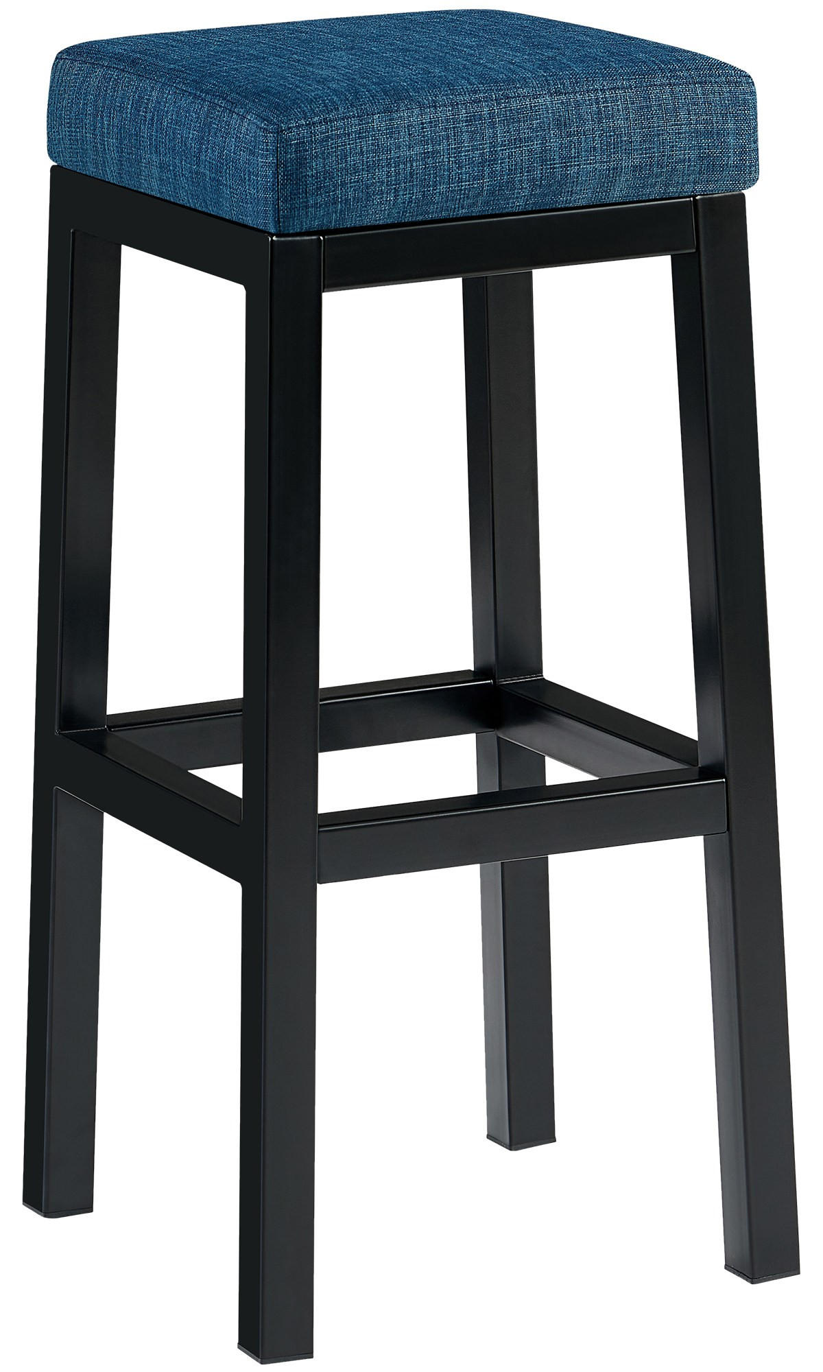 BARHOCKER Stoff Blau - Blau/Schwarz, Textil/Metall (37/83/37cm) - CLP