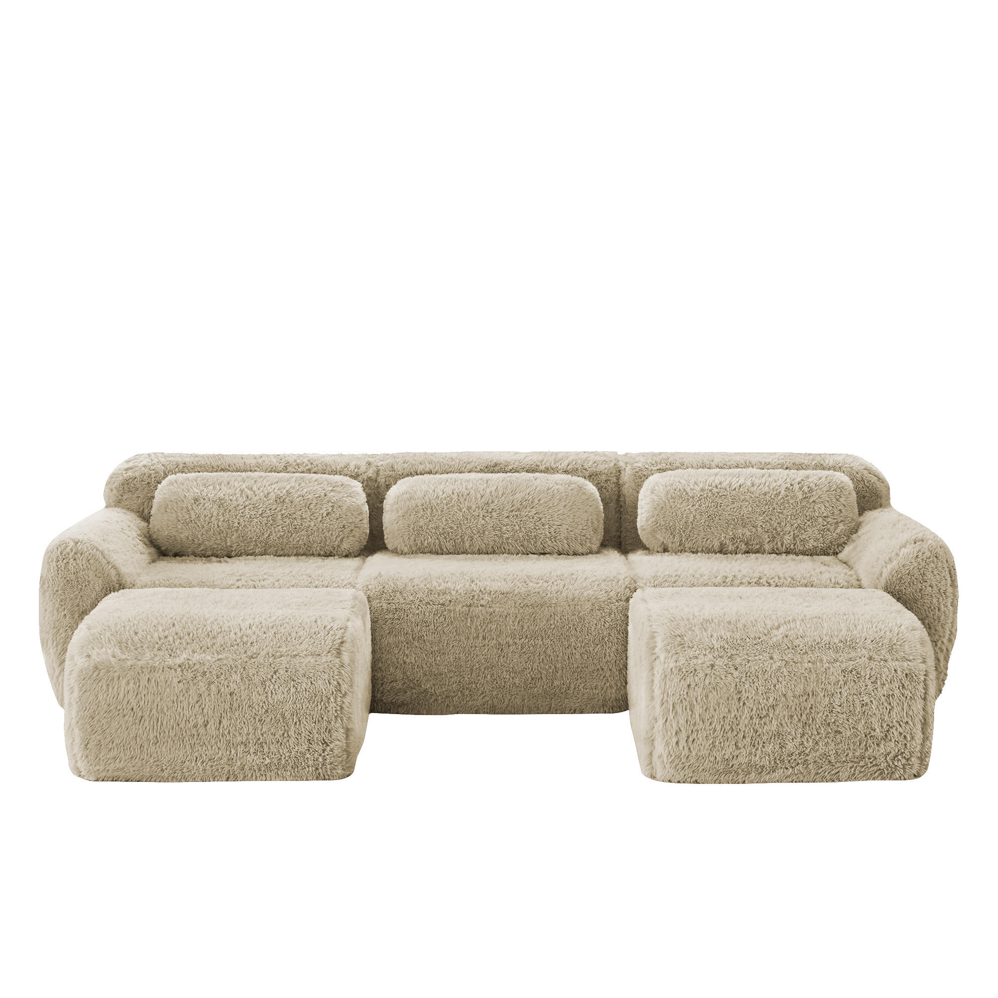 WOHNLANDSCHAFT Hellkhaki 291/179/73 cm 3-Sitzer Modular - Sandfarben, Textil (291/73/179cm) - PANGIVO