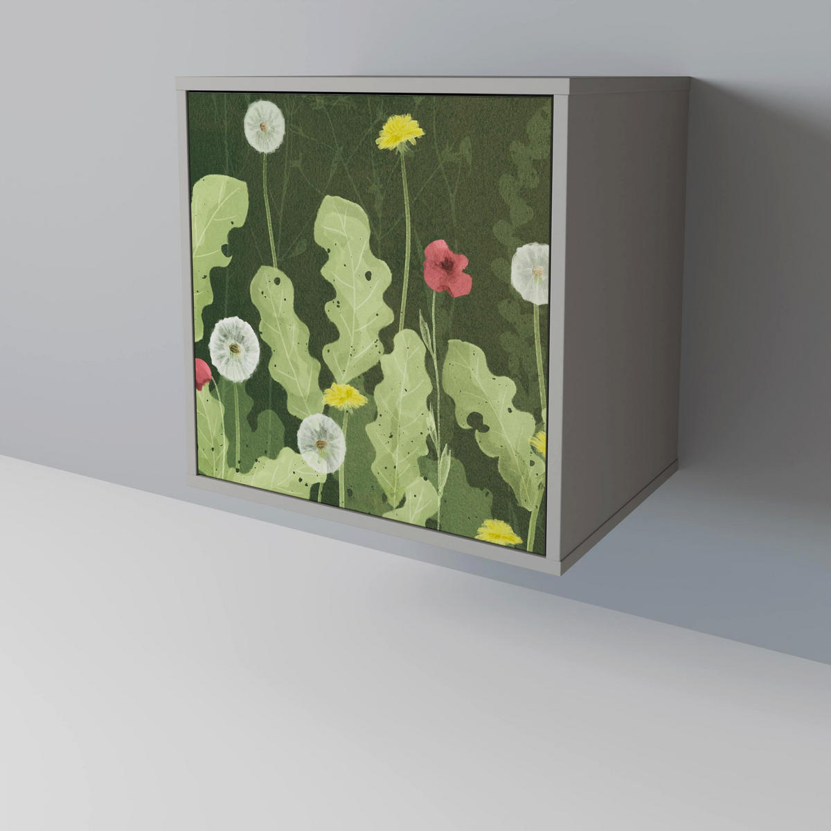 SIDEBOARD DANDELION AMUSE, Grau, 57,5x42x67,5 cm, Schwarze Metall-Rahmenfüße - Multicolor/Schwarz, Holzwerkstoff/Metall (57.5/67.5/42cm) - SpaceRebels