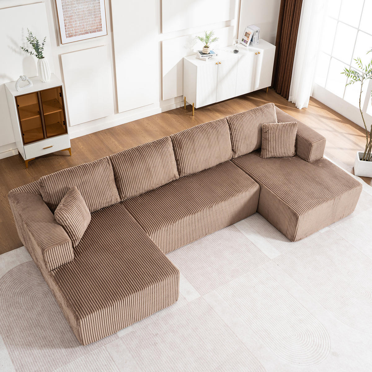 WOHNLANDSCHAFT DE-34974 modular mit Liegestuhl Braun - Braun, Textil (156/88/332cm) - ComfortXL