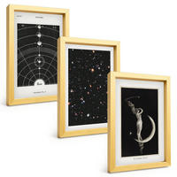 BILDER SET 3er Set - 20x30 cm Goldrahmen - Nachtdarstellung des Sonnensystems - Goldfarben, Kunststoff (20/30cm) - TULUP