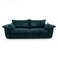 SOFA 3-Sitzer Samt Pfauenblau 232cm - Hellblau, Textil (232/92/102cm) - Sia Home