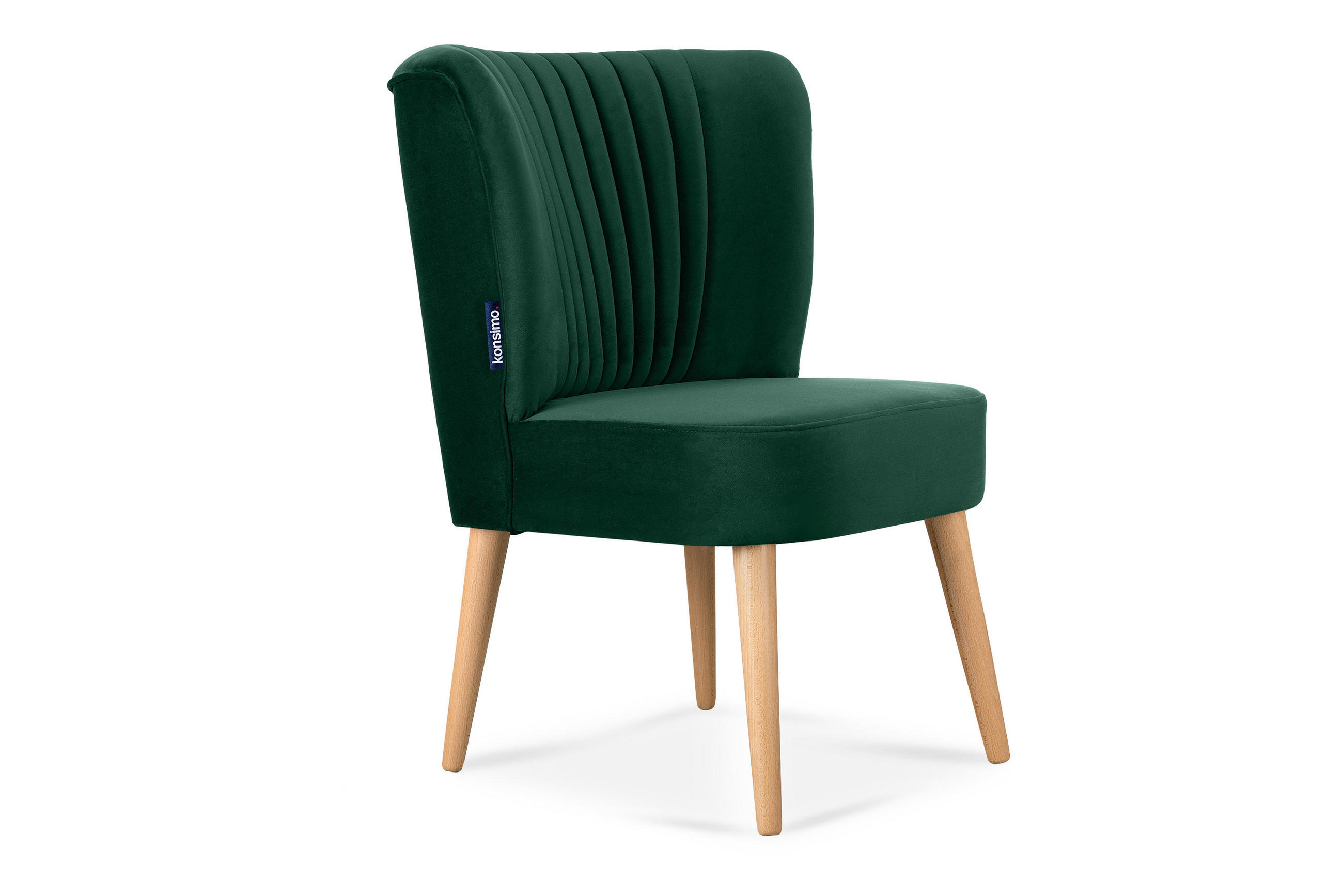 COCKTAILSESSEL DUCO auf hohen Beinen, Dunkelgrün/Buche - Dunkelgrün/Buchefarben, Holz/Textil (63/89/65cm) - KONSIMO®