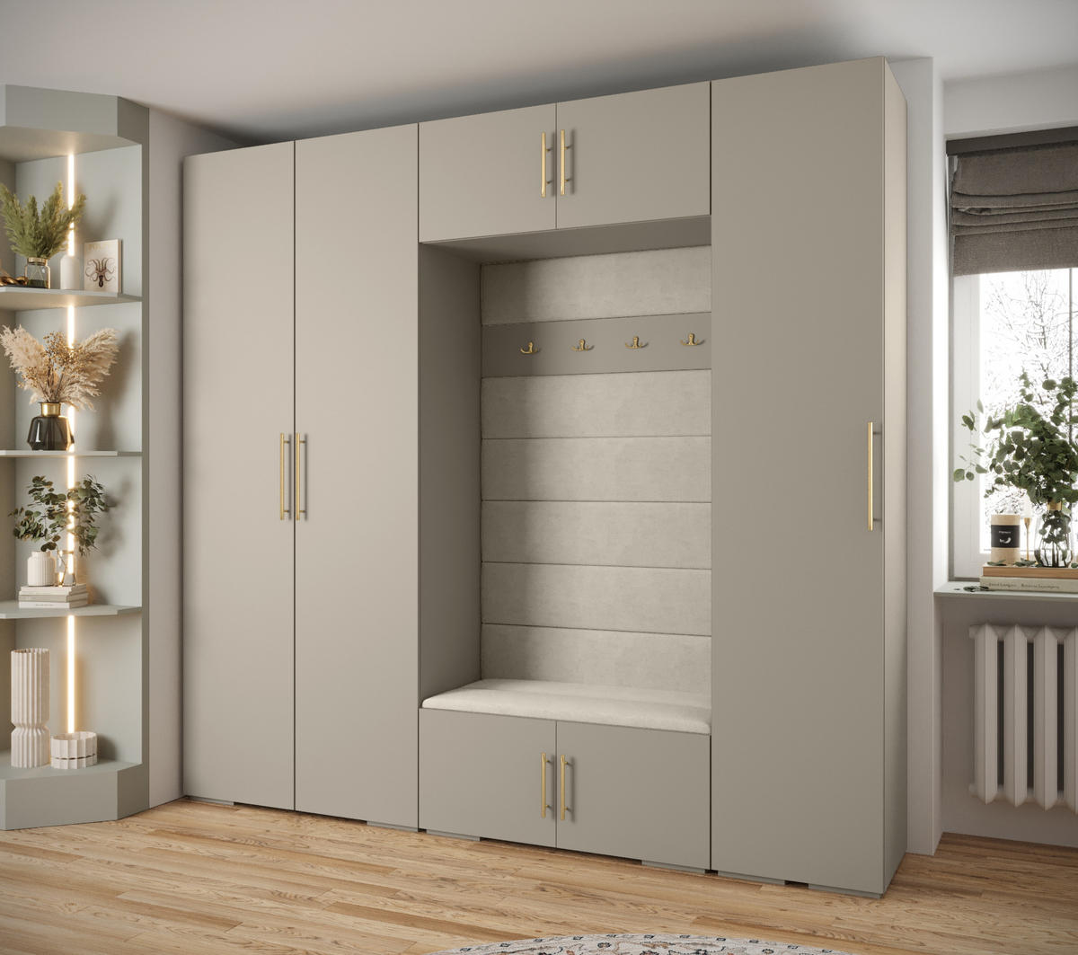 GARDEROBEN-SET 236,7/250/47 - Kaschmir/Beige, Holz/Kunststoff (250/236.7/47cm) - Abiks Möbel