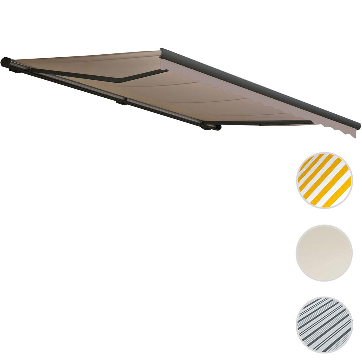 KASSETTEN-MARKISE MIT VOLANT Beige, Anthrazit - Beige/Anthrazit, Textil (400/23/300cm) - MCW