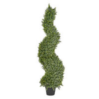 KUNSTPFLANZE im Blumentopf 126 cm Grün/Schwarz Cypress Spiral Tree - Schwarz/Grün, Kunststoff (126cm) - Beliani
