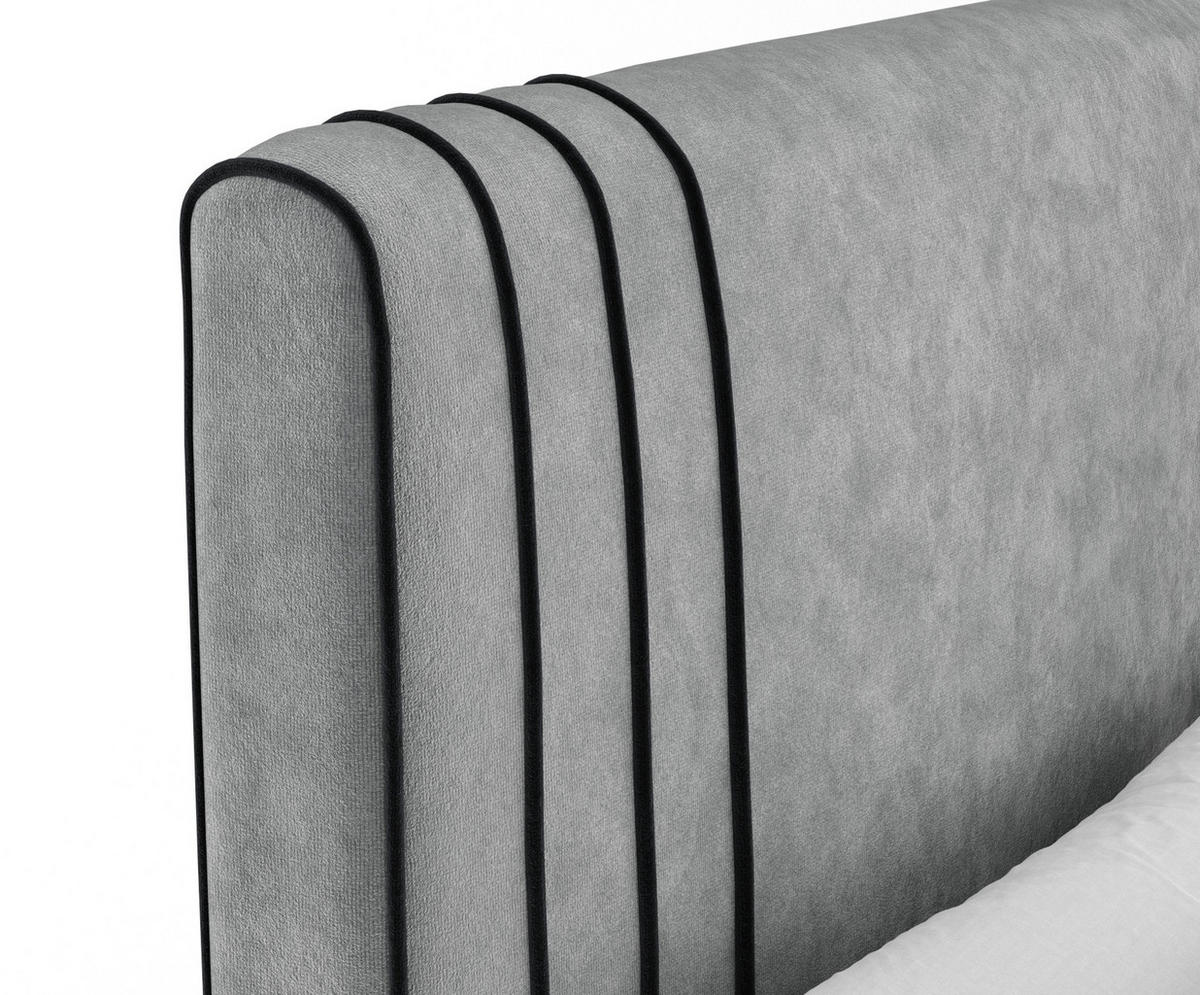 BOXSPRINGBETT Casone Grau/Schwarz 180/200 cm mit Latex-Topper - Silberfarben/Schwarz, Holz/Holzwerkstoff (180/200cm) - Maison de Reve