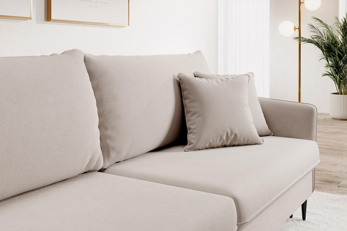 SCHLAFSOFA Volio Beige schwarzen Beinen - Beige/Schwarz, Textil/Metall (221/90/100cm) - Selsey