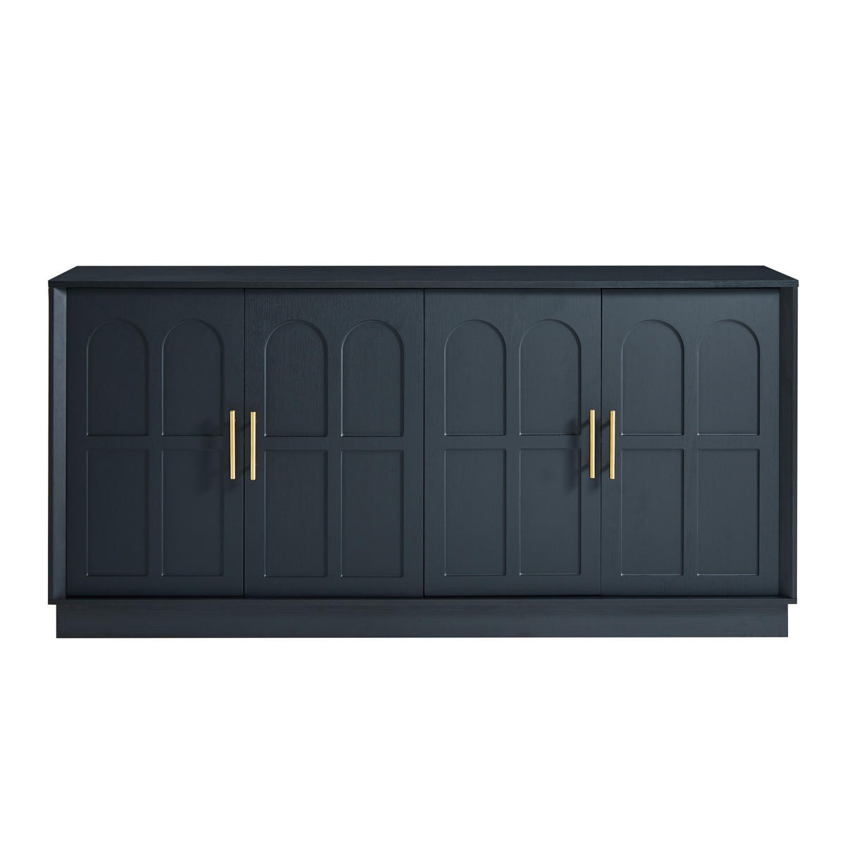 SIDEBOARD 169/40/80 cm mit verstellbaren Einlegeböden und Kippschutz, MDF mit geschwungenen Türen, Schwarz - Schwarz, Holzwerkstoff (169/80/40cm) - Redom