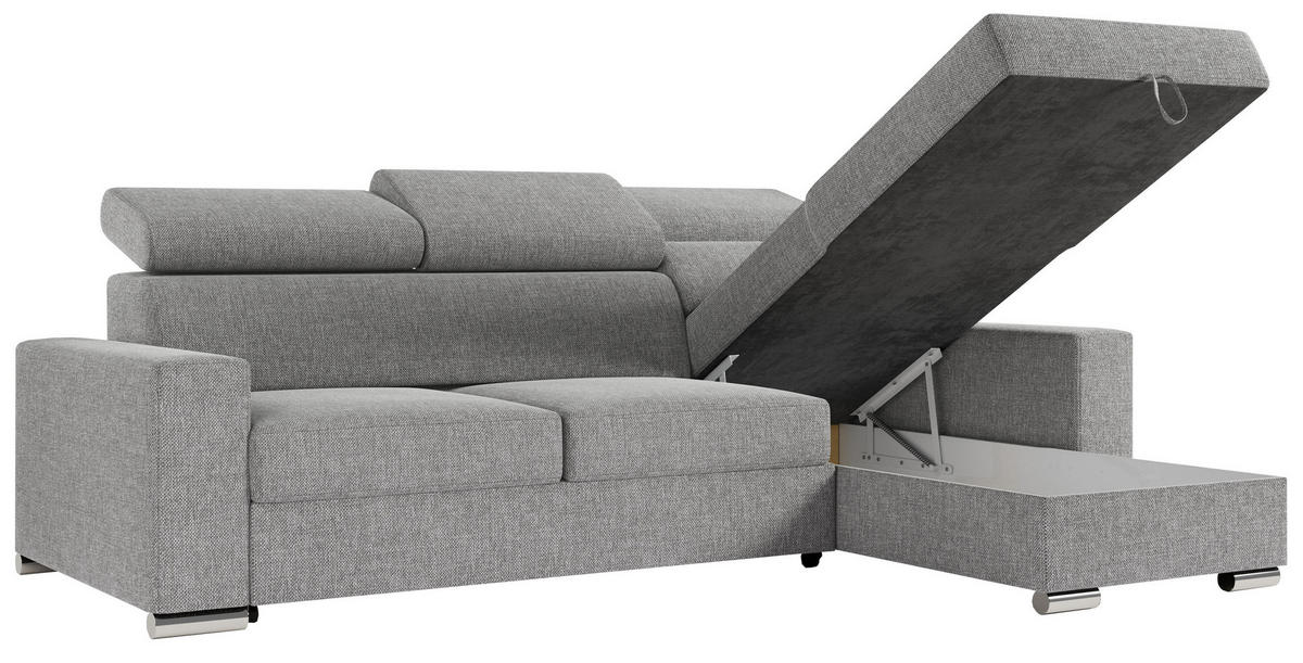 ECKSOFA FOX-L Grau - Silberfarben/Grau, Kunststoff/Textil (242/168cm) - MKS