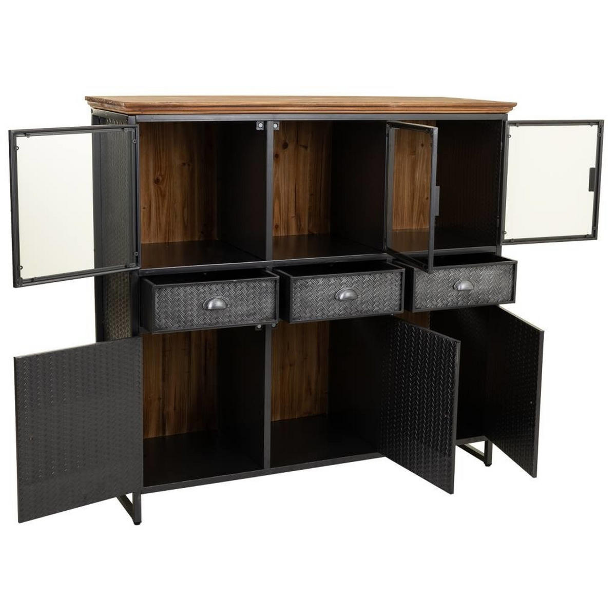VITRINE aus Holz und Metall 124x42x120 cm - Multicolor, Metall (123.5/120/41.5cm) - Wanderlust