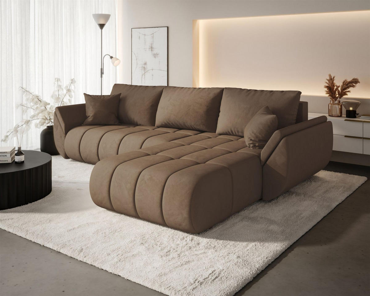 ECKSOFA Misato In Monolith - Braun, Holzwerkstoff/Textil (280/175cm) - Fun Möbel