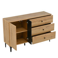 SIDEBOARD 120/35/76 cm Natur/Schwarz aus Holzwerkstoff mit 3 Schubladen - Schwarz, Holzwerkstoff (35/76/120cm) - OKMYHOME