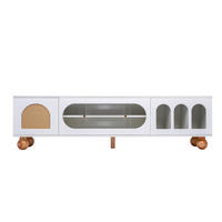 TV-ELEMENT mit Glasschiebetür 170 x 47 x 37 cm Weiß Holzoptik - Weiß, Holzwerkstoff (37/47/170cm) - Beauniv