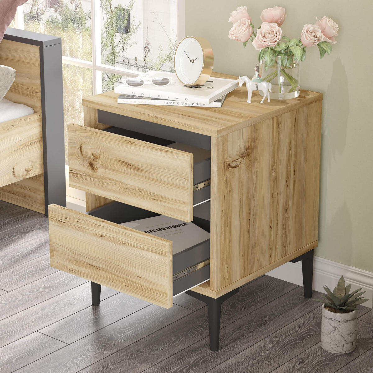 NACHTTISCH 45/45/58,5 cm - Braun, Holz (58.5/45/45cm) - Mobili Rebecca