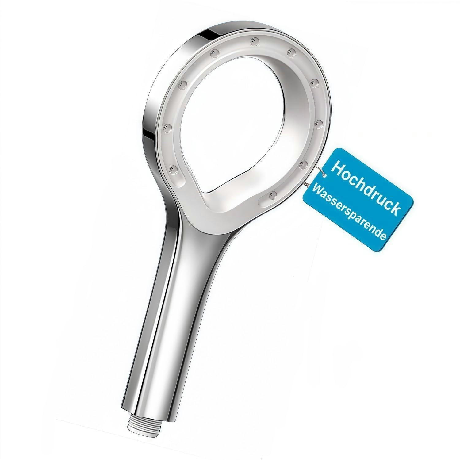 HANDBRAUSE Hochdruck Wassersparend Chrom - Silberfarben, Kunststoff (12/12.7/24cm)