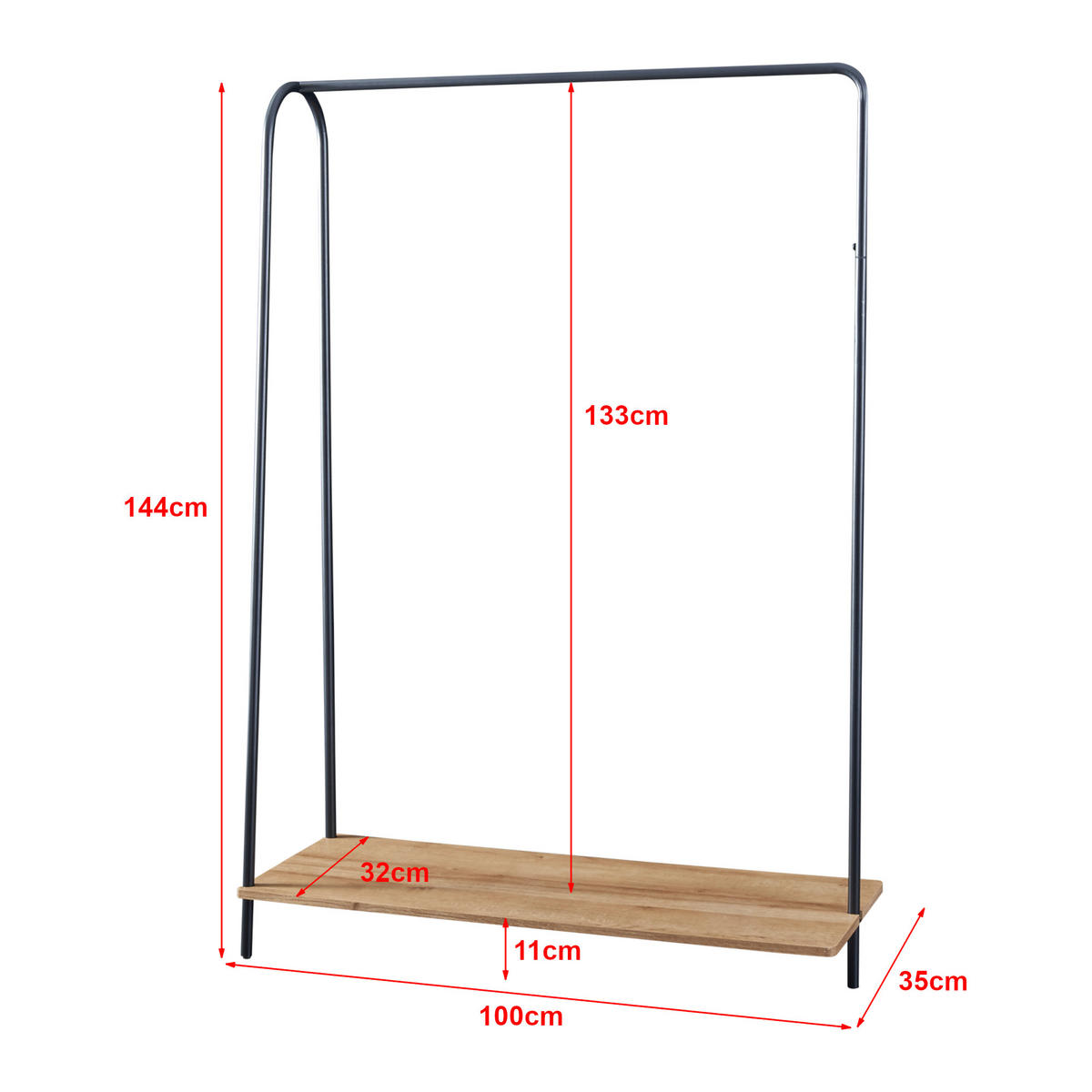 GARDEROBENSTÄNDER Ørbæk - Schwarz, Metall (100/144/35cm) - [en.casa]