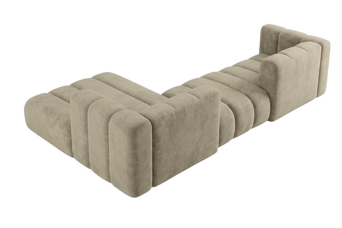ECKSOFA Modulares In L-Form, Velvet-Stoff Riviera, Beige, Links, GRAND 319 cm - Beige, Holz (319/175cm) - Kaiser Möbel