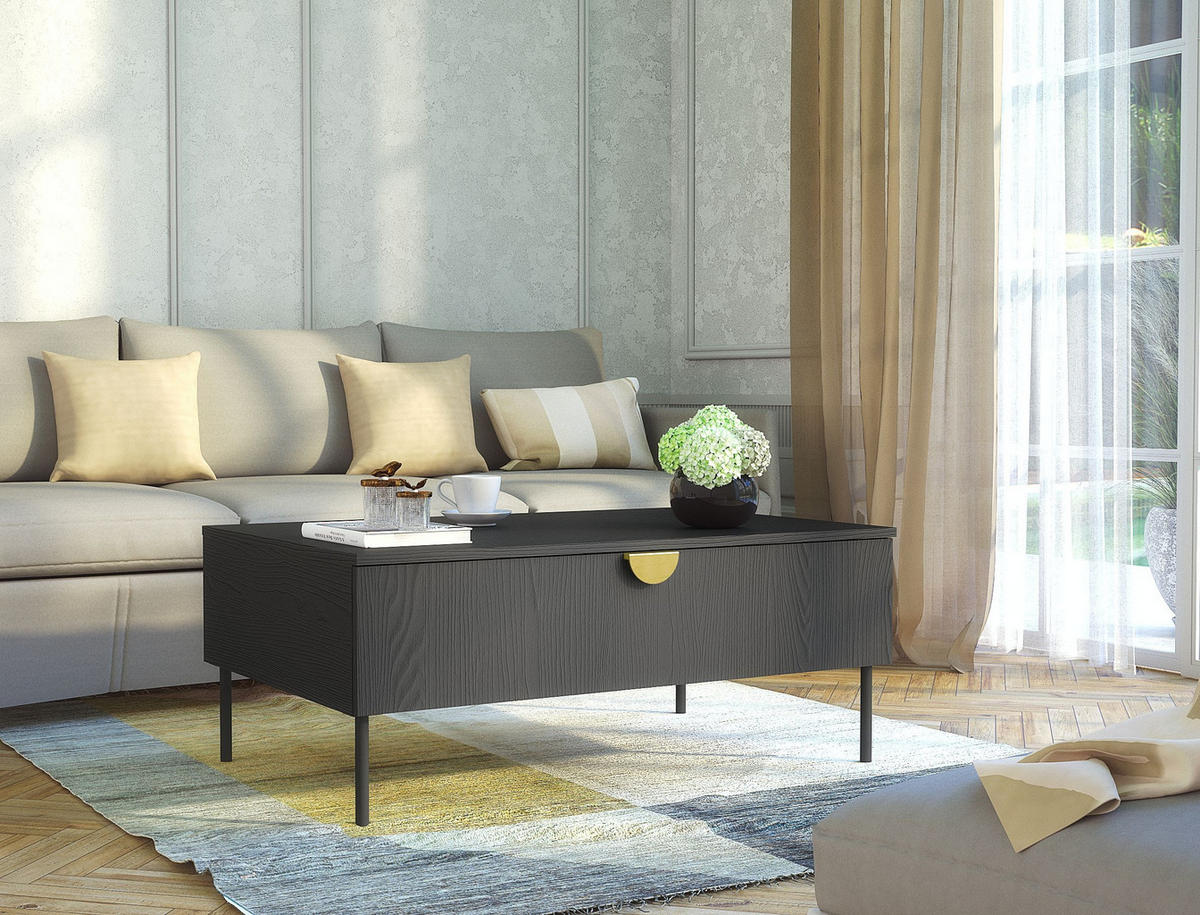 COUCHTISCH Graphitschwarz 100/41,6/66 - Graphitfarben, Holzwerkstoff (66/100/42cm) - RAUMHIRSCH FURNITURE