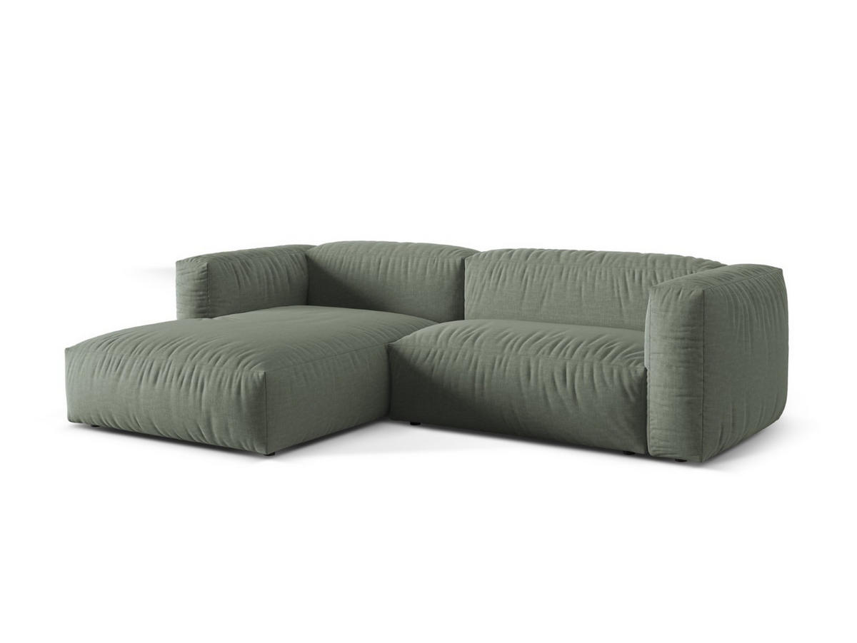 ECKSOFA modular links Martina aus strukturiertem Stoff moosgrün 2 Sitzplätze - Salbeigrün, Textil (176/283cm) - Micadoni
