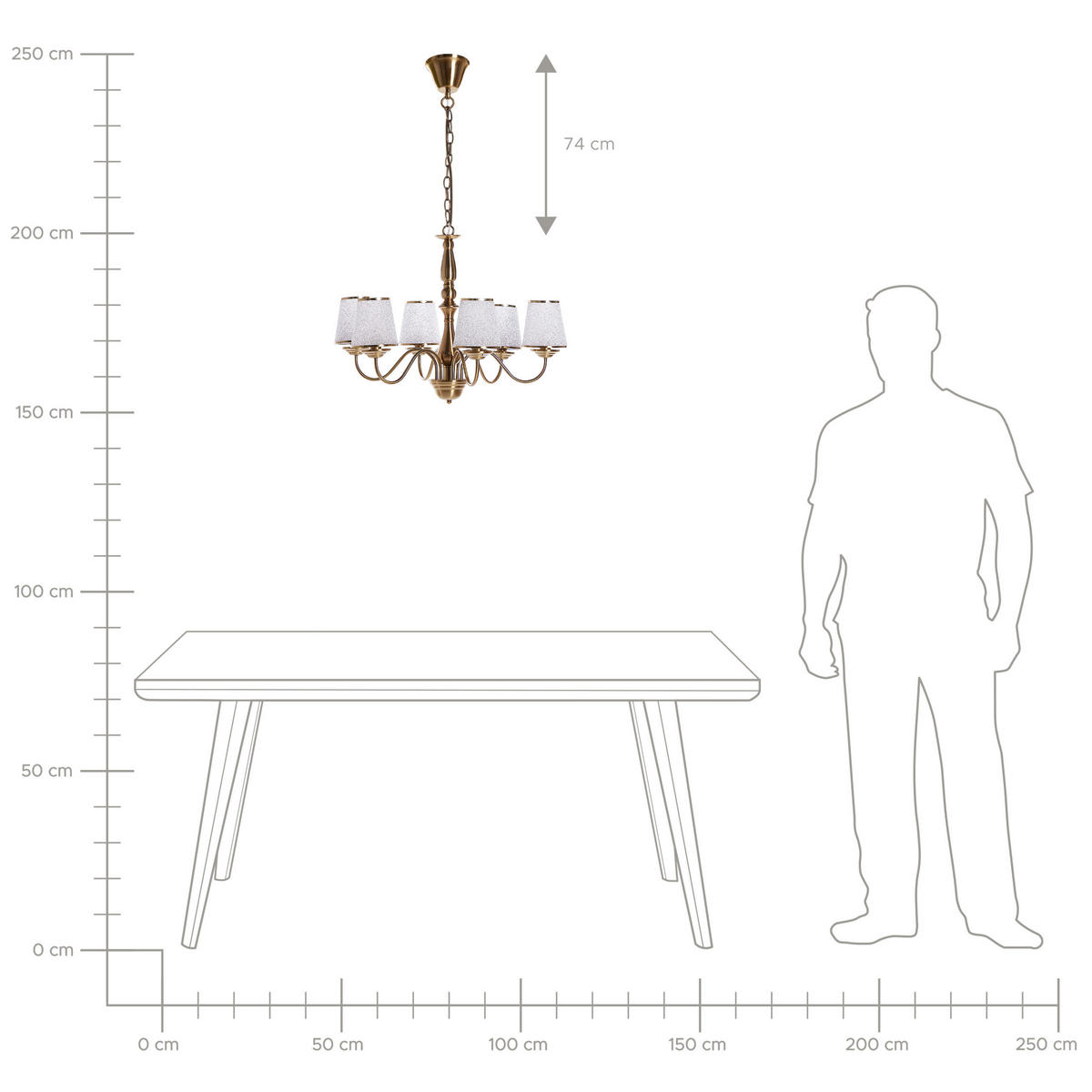 KRONLEUCHTER Bradano 65/65/127 cm - Messingfarben, Metall (65/65/127cm) - Beliani