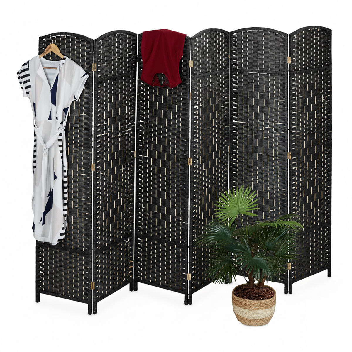 PARAVENT - Schwarz, Holz/Papier (240/170/2cm) - Relaxdays